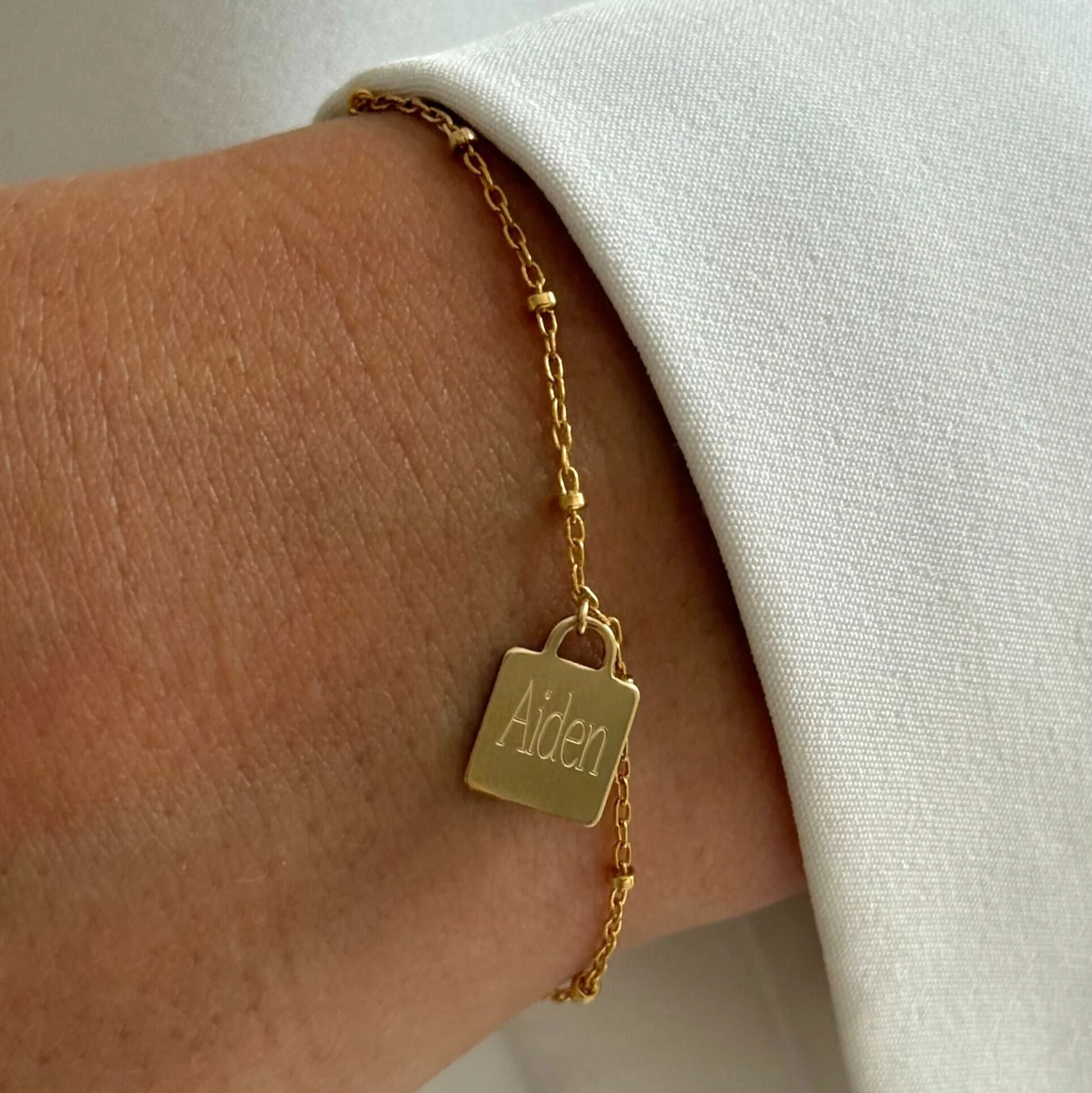 Gold Engraved Square Bracelet