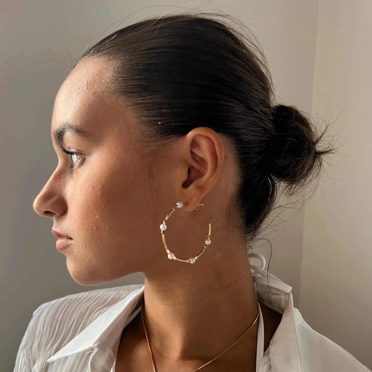 Bali Pearl Hoop Earrings