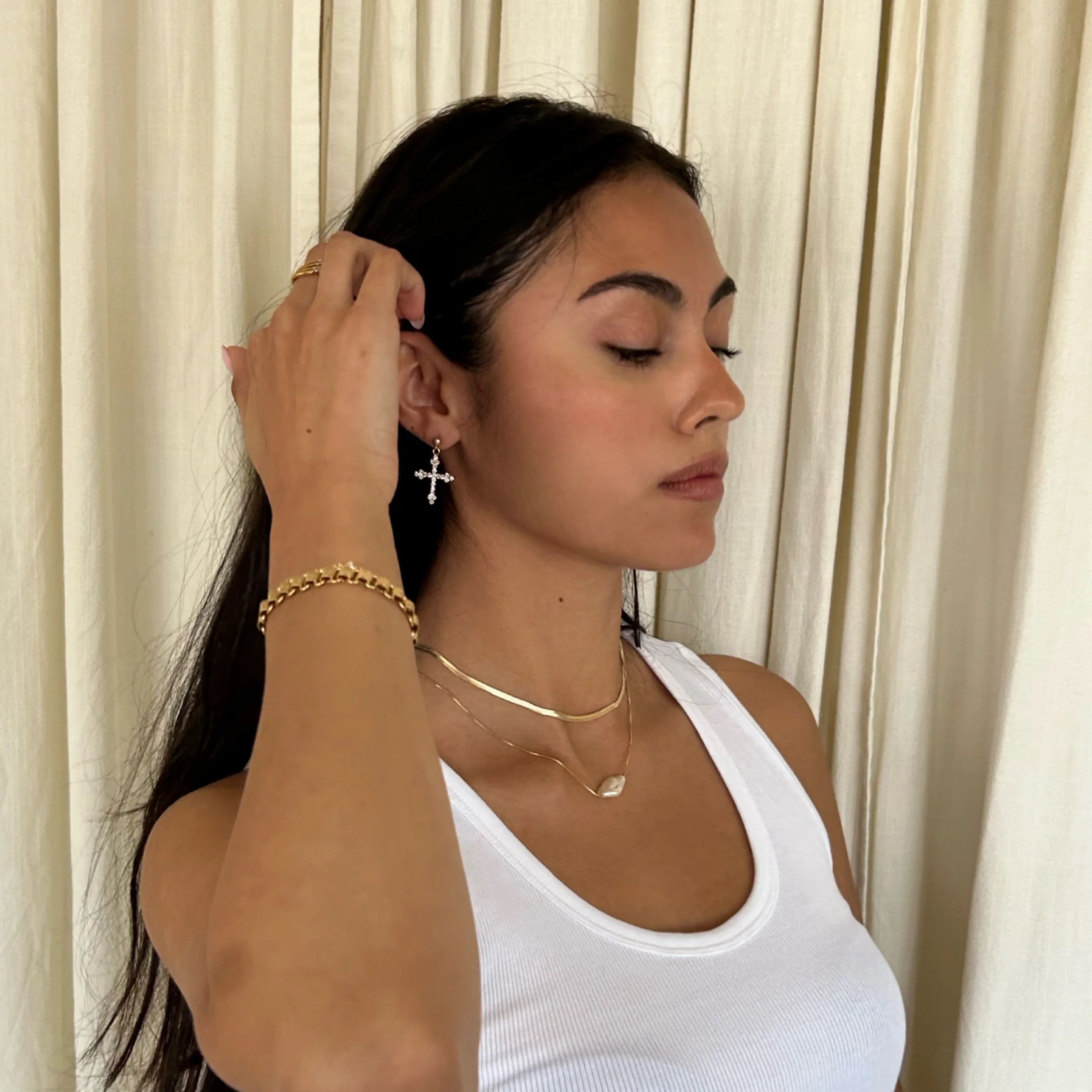 Vatican CZ Cross Earrings