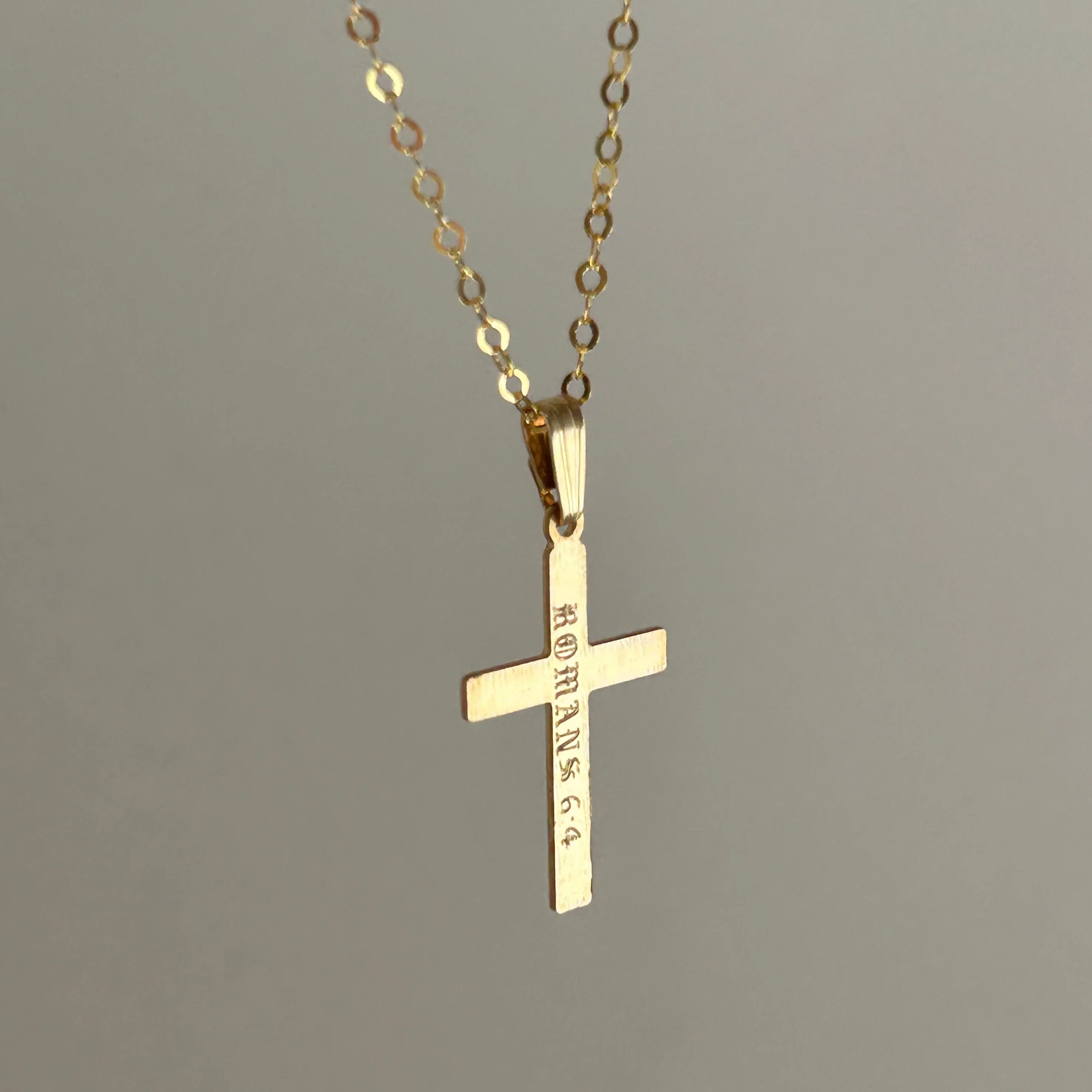 Gold Engraved Cross Necklace