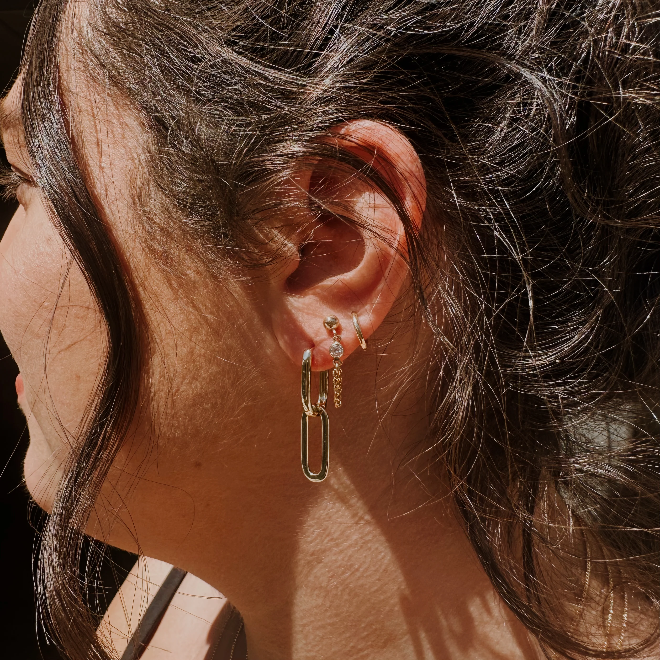 Eva Gold Paperclip Earrings