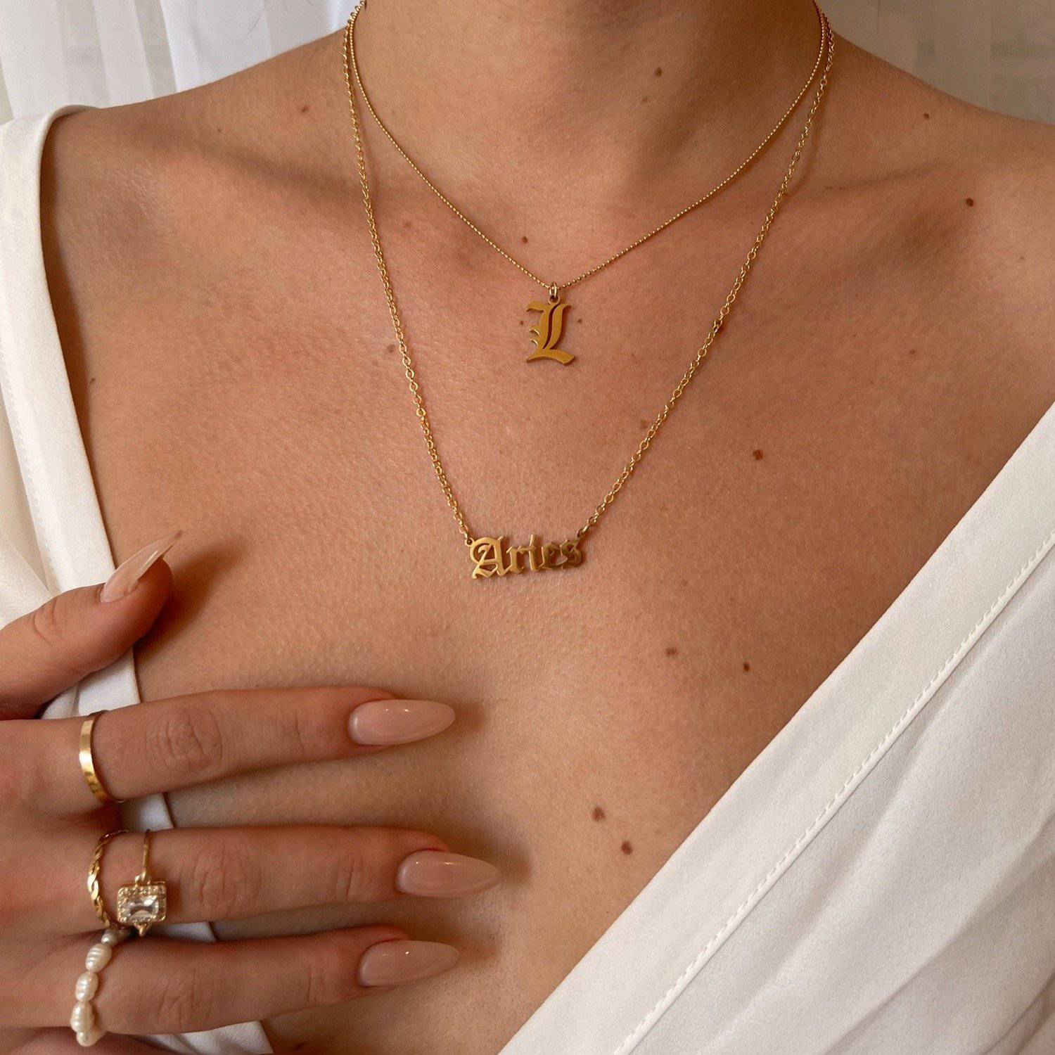 Zodiac Nameplate Necklace