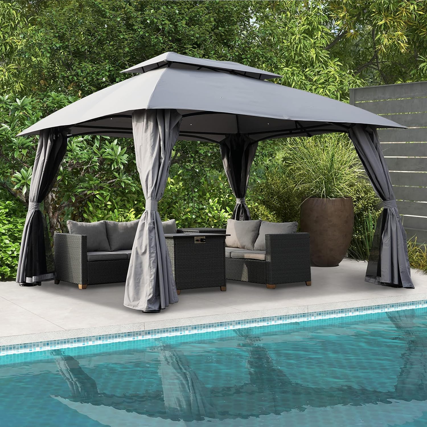 Grand patio Gazebo 3×4m with Side Netting, Garden Gazebo Event Shelter Sun Shade Heavy Duty Outdoor Canopy for BBQ, Event, Party