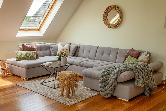 Honeypot Sofa Bed - Bergen Corner Sofabed with Storage - Black Grey Fabric Pull Out Double Sofa Bed U Shaped Couch | Set Up Included | Made in EU | Built to Last (Black/Grey, Left Hand Facing Corner)