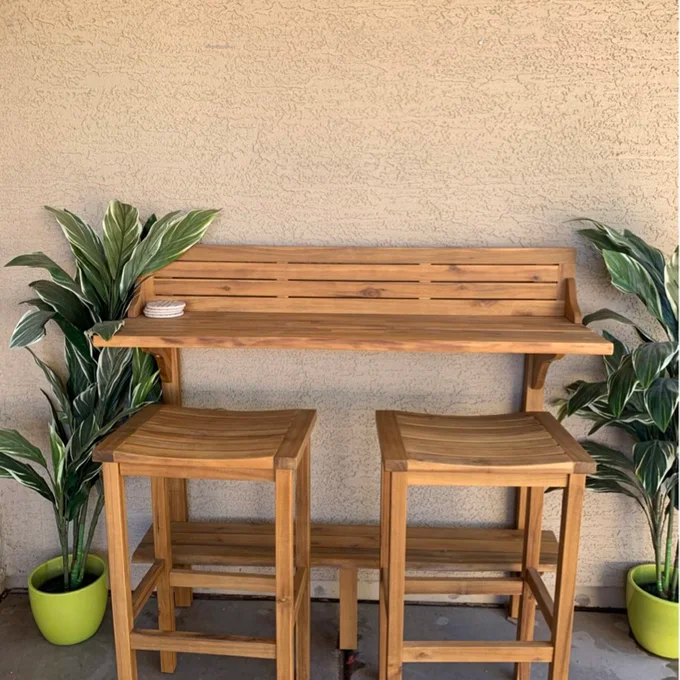 【Home&Garden】Bushnell Bar Set with Solid Wood Outer Material