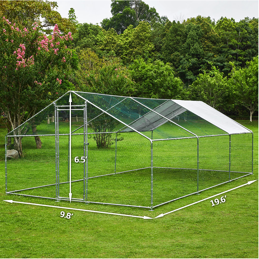【Home&Garden】Extra Large Metal Chicken Coop Walkin Poultry Cage Rabbits Habitat Cage(19.6'Lx9.8'Wx6.5'H)