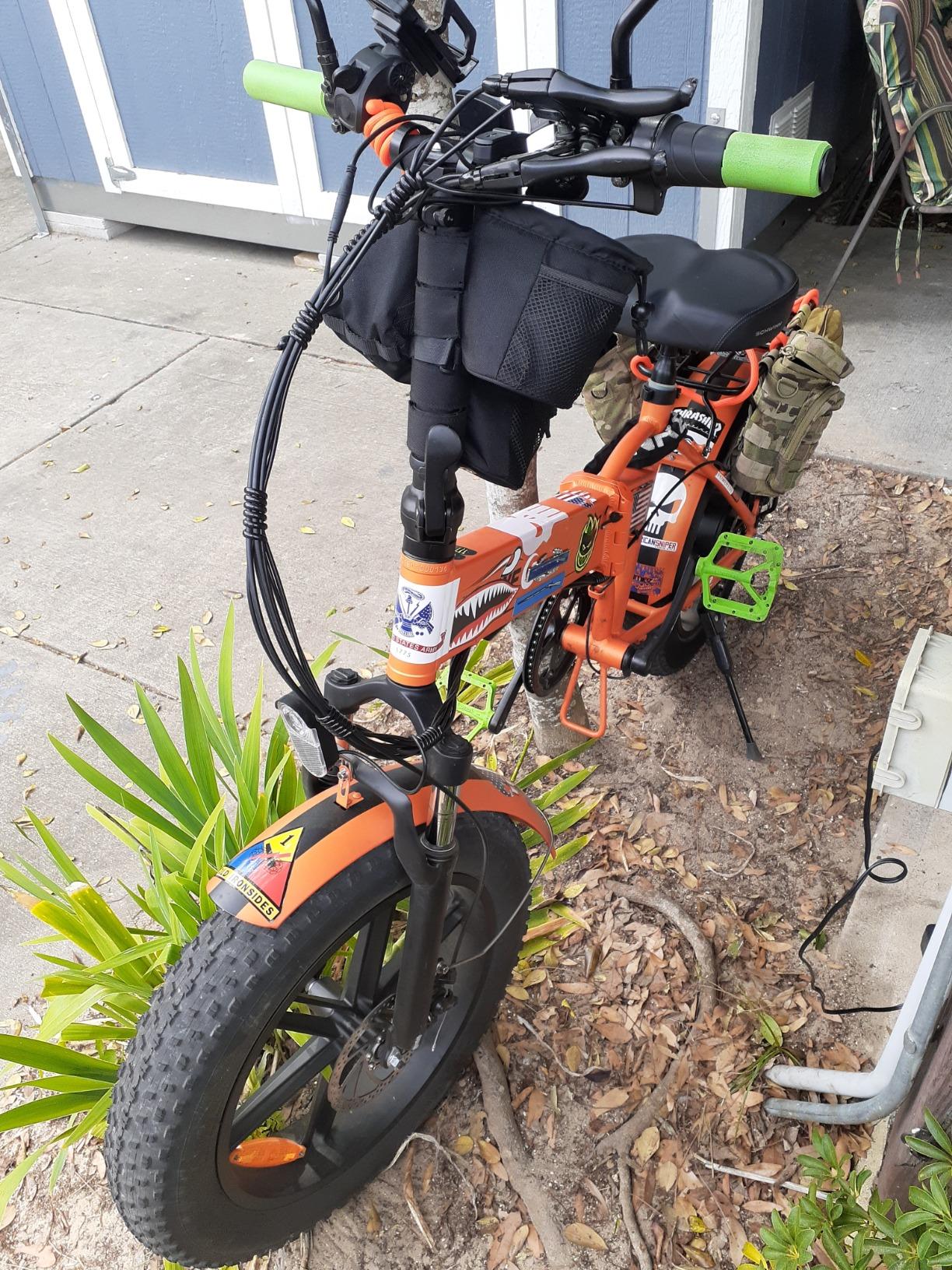 【Sports&Outdoors】750W Folding Electric Bike for Adults 20×4.0 All Terrain Fat Tires Mountain Beach Snow Electric Bicycles
