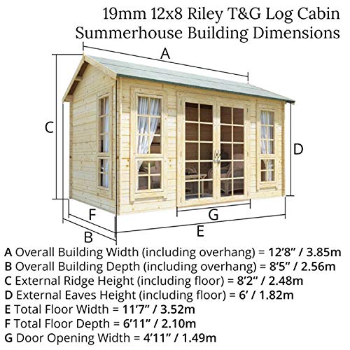 【Home&Garden】12x10 Riley Log Cabin Summerhouse (28mm Cladding)