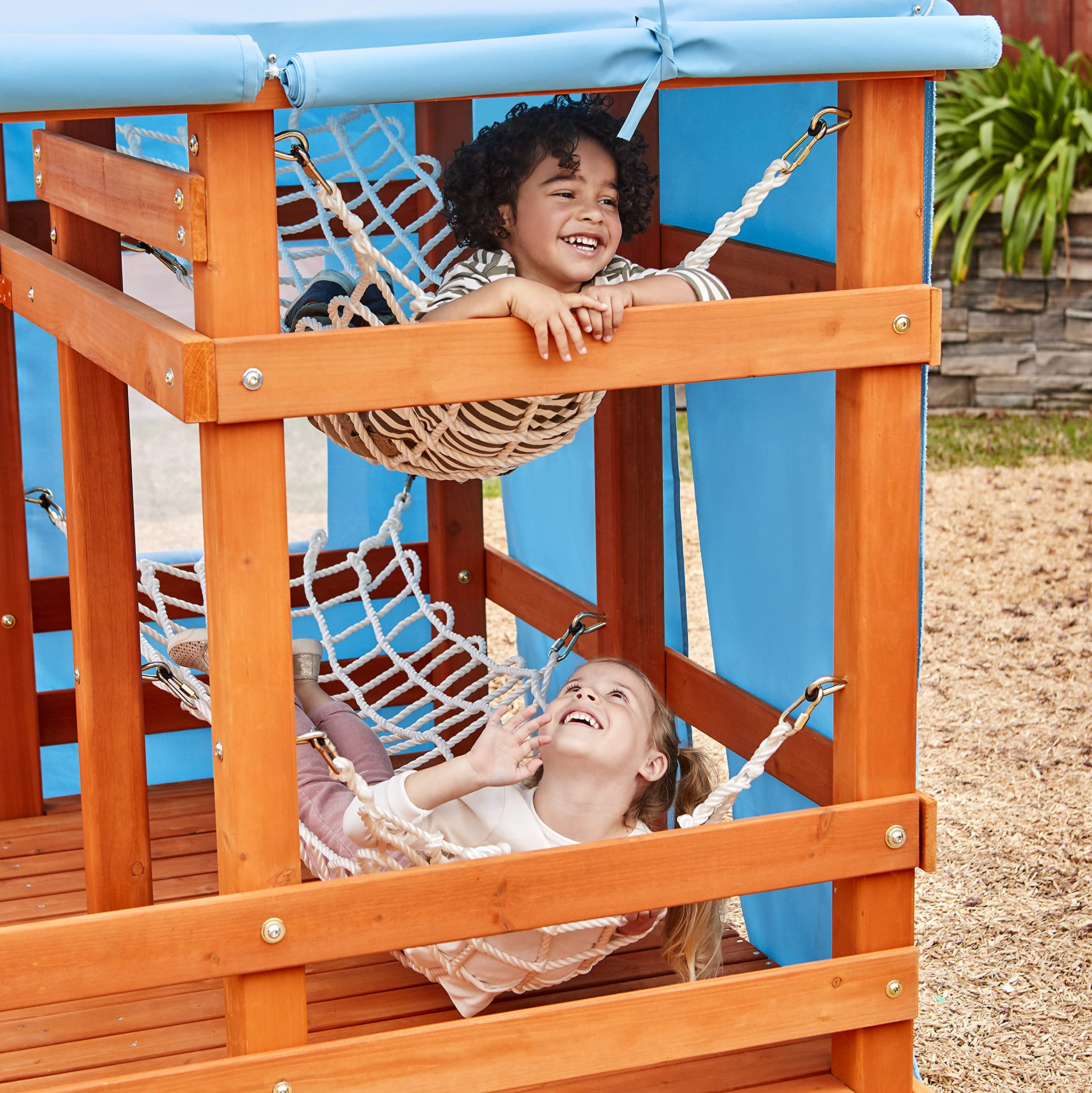 【Baby&Kids】Outdoor Glamping House, Backyard Bungalow Fun, 2 Bunk Hammocks, Outdoor Lights