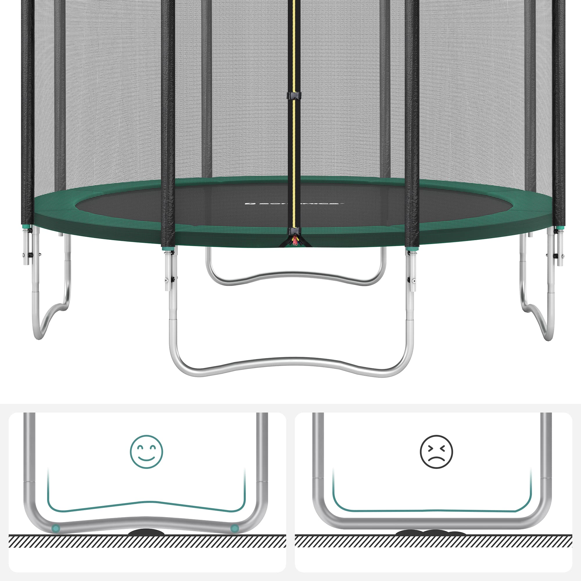 【Baby&Kids】Trampoline, 12 ft Round Trampoline for the Garden with Ladder, Safety Net Enclosure