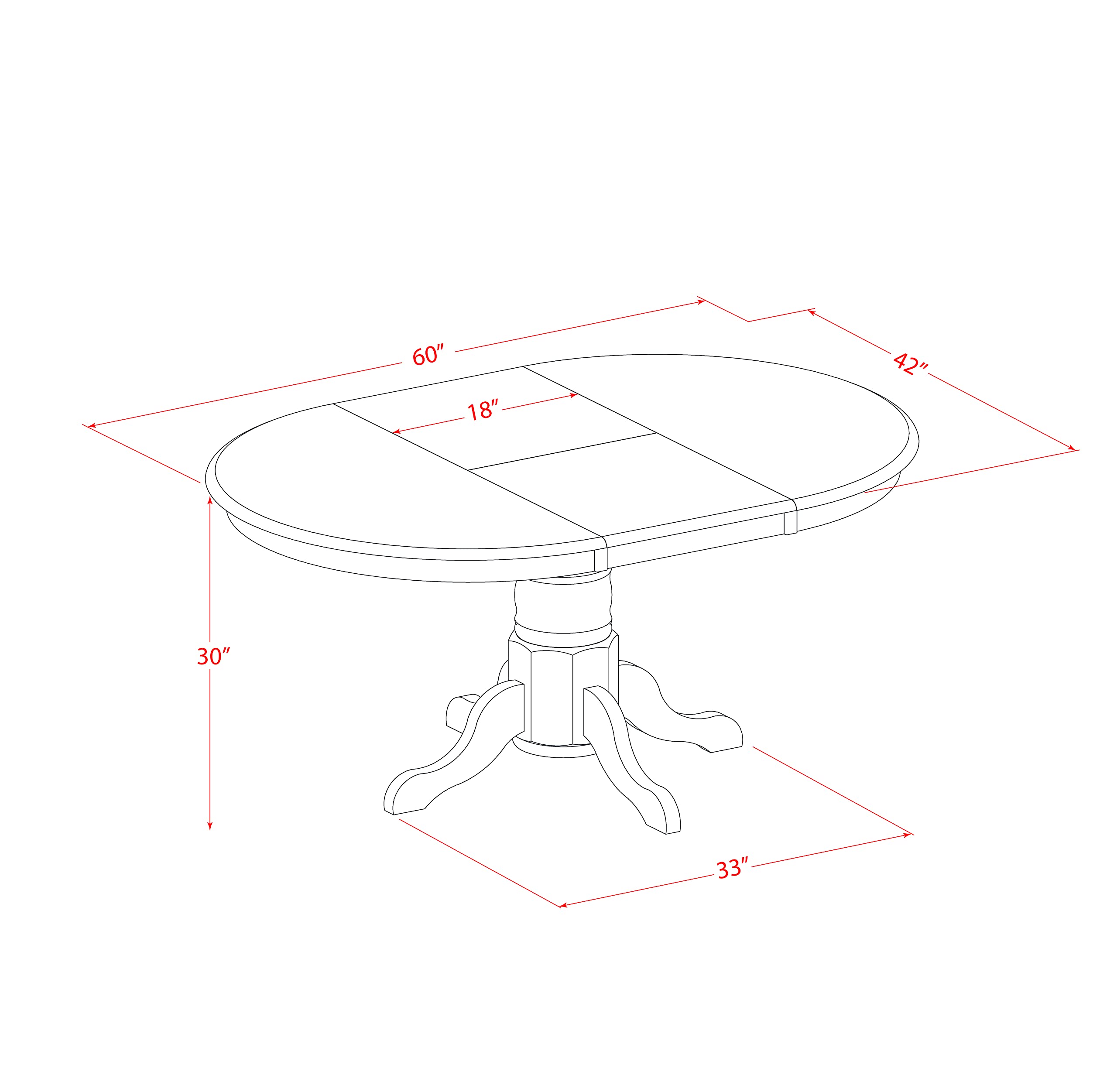 【Furniture】5 Pc Dining Room Set for 4-Oval Dining Table & 4 Dining Chairs