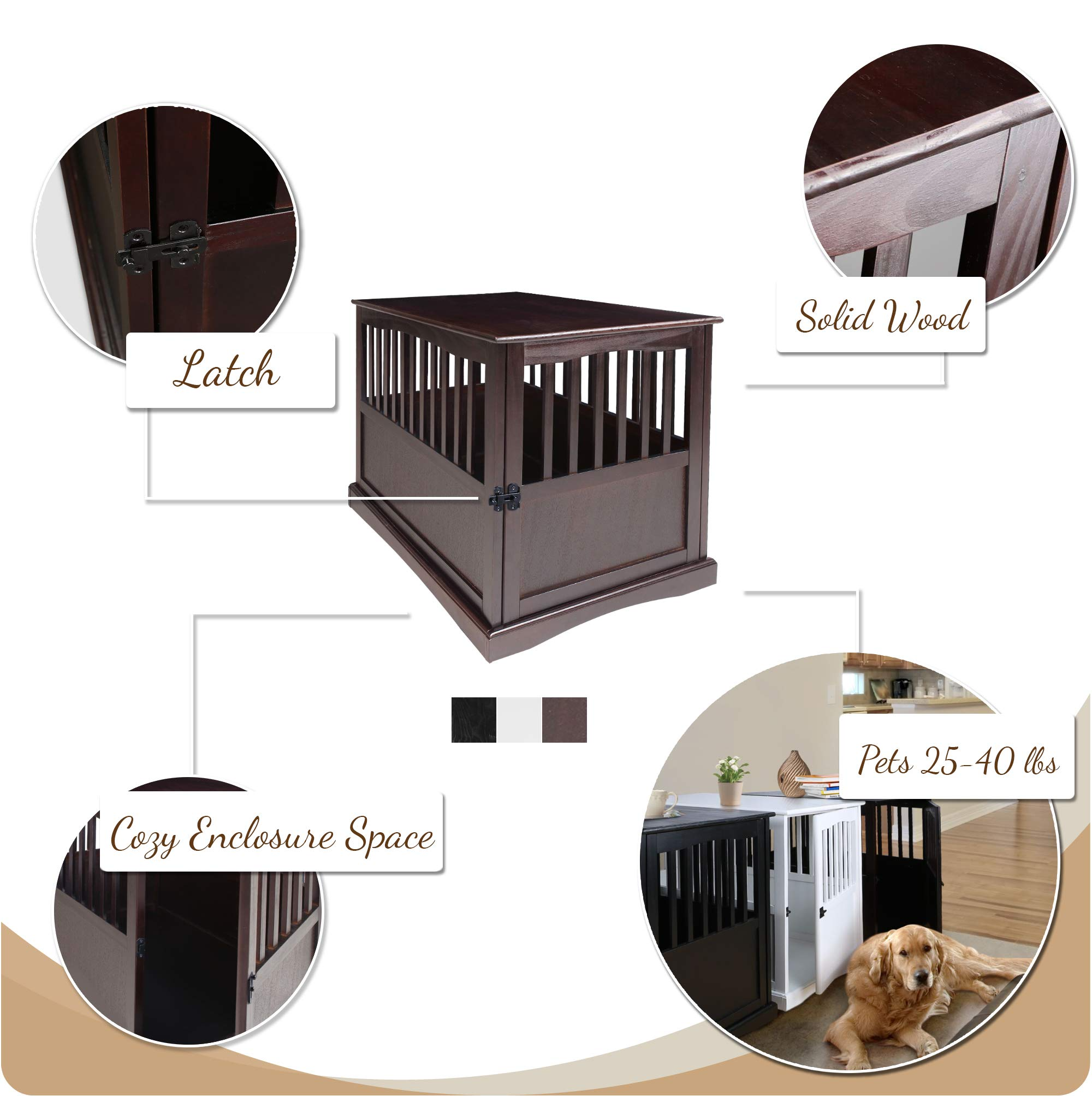 【Home&Garden】Wooden Large Pet Crate, End Table, Black