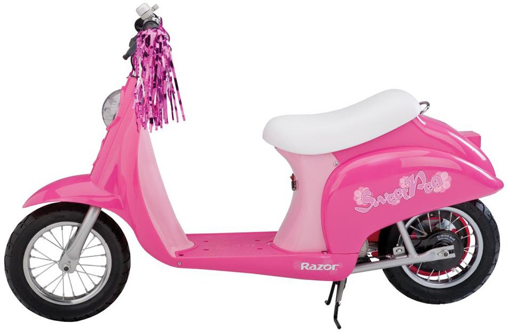 【Sports&Outdoors】Miniature Euro 24V Electric Kids Ride On Retro Scooter, Speeds up to 15 MPH with 10 Mile Range