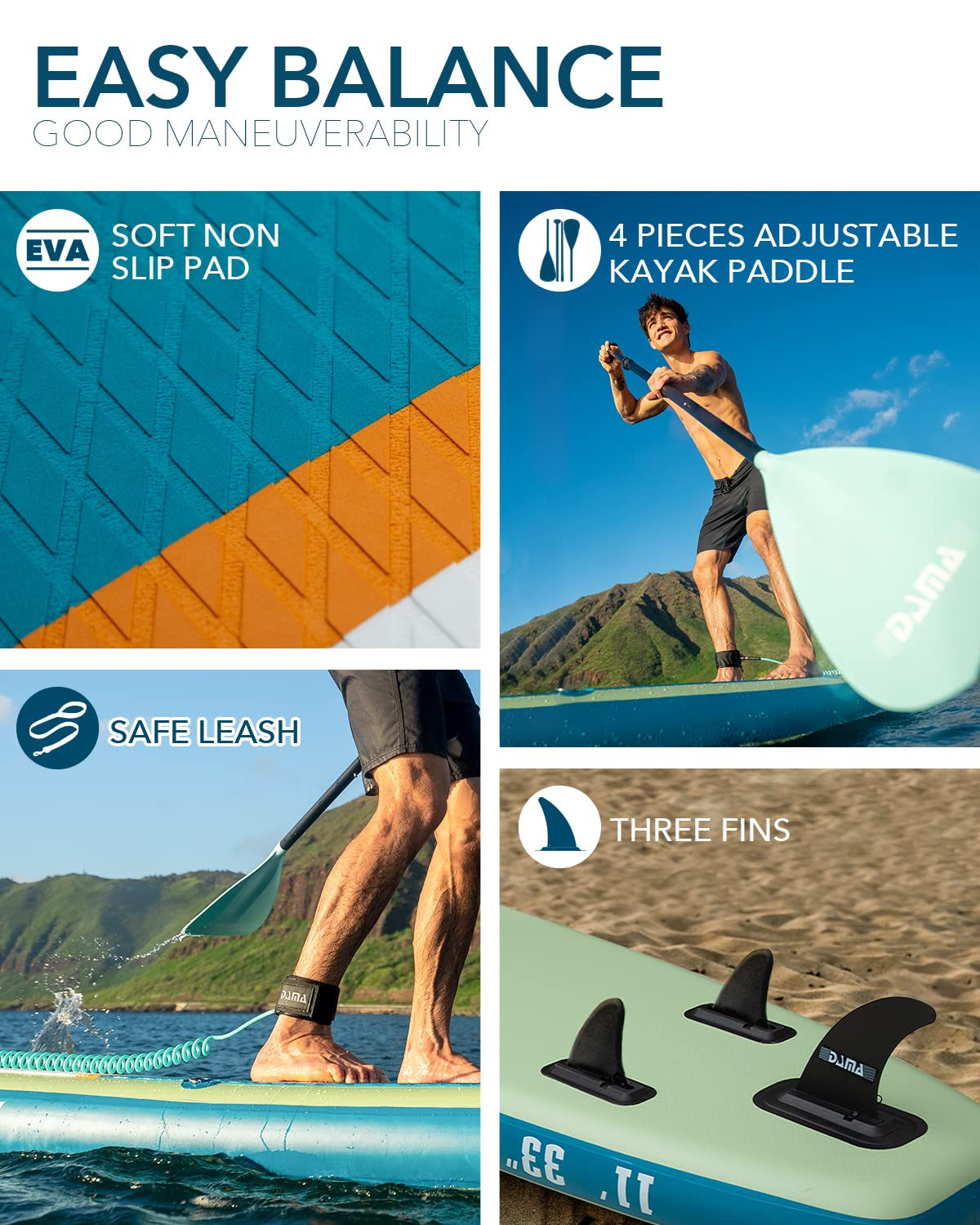 【Sports&Outdoors】【BS】Inflatable Stand Up Paddle Board 11'x33''x6'', Yoga Paddleboard, Fishing Paddle Boards