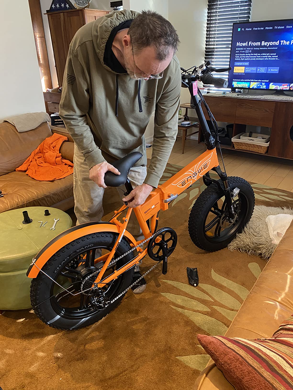 【Sports&Outdoors】750W Folding Electric Bike for Adults 20×4.0 All Terrain Fat Tires Mountain Beach Snow Electric Bicycles