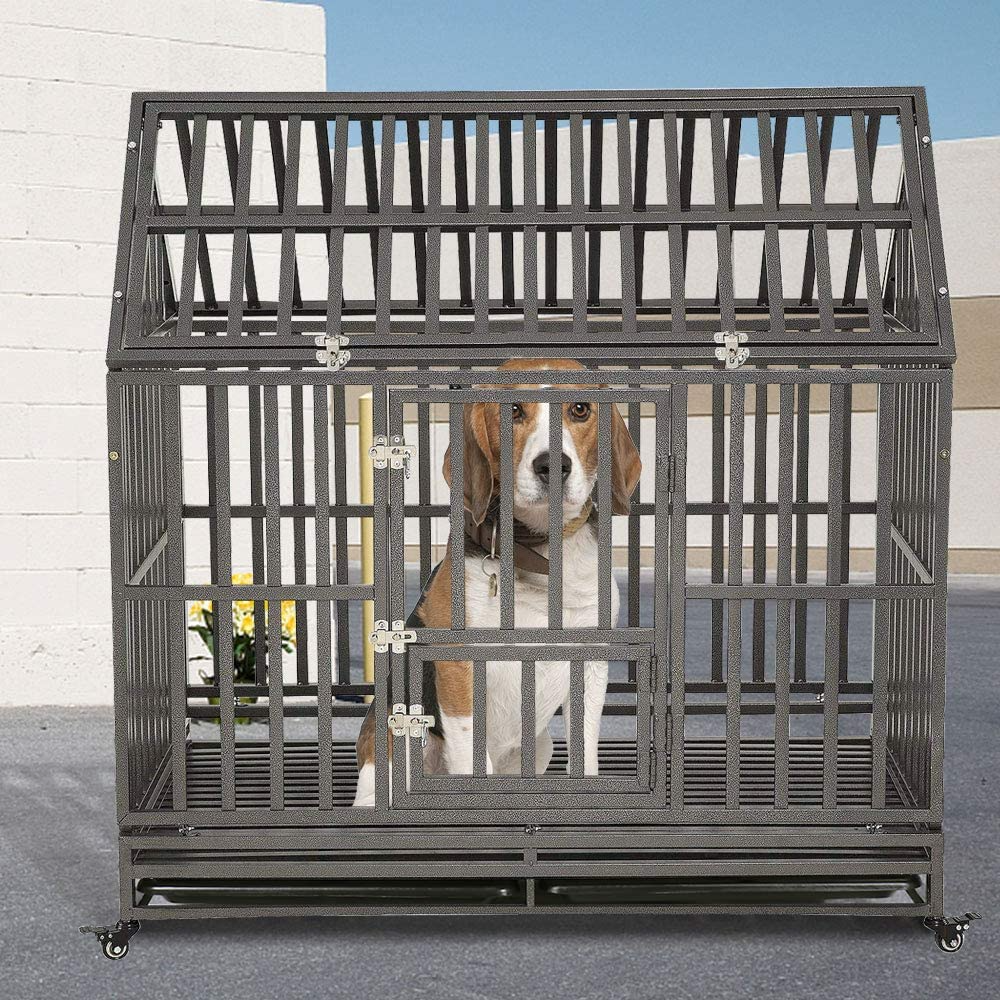 【Home&Garden】42 Heavy Duty Dog Crate Large Dog cage Strong Metal Dog Kennels & Crates for Large Dogs