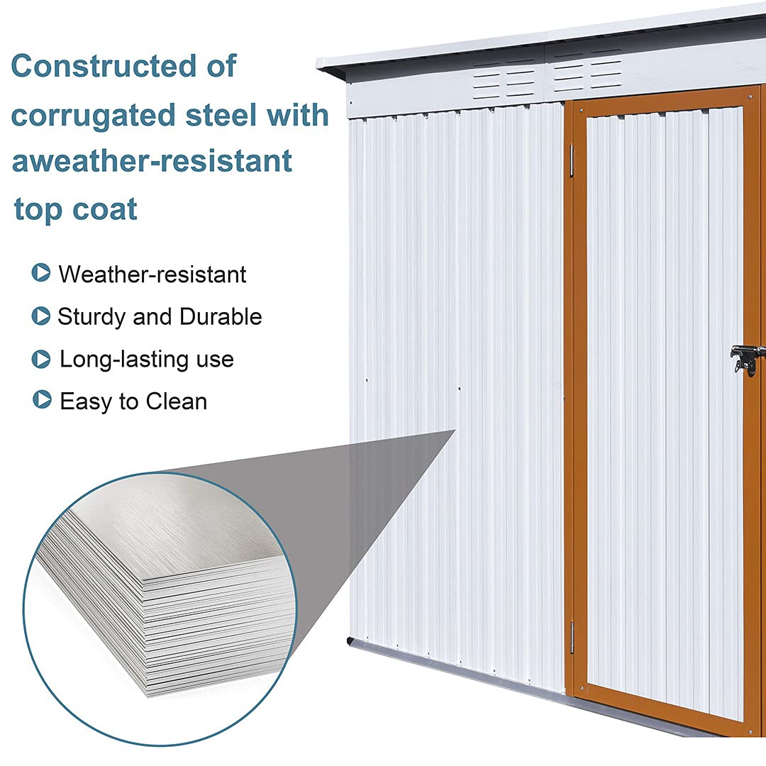 【Storage Shed】5 x 3 FT Outdoor Storage Sheds,Metal Sheds Outdoor Storage for Patio Lawn Backyard