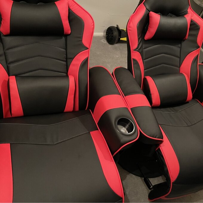 【Furniture】Herrington Massage Video Gaming Recliner Chair - with Cupholder, Headrest, Lumbar Support, Footrest