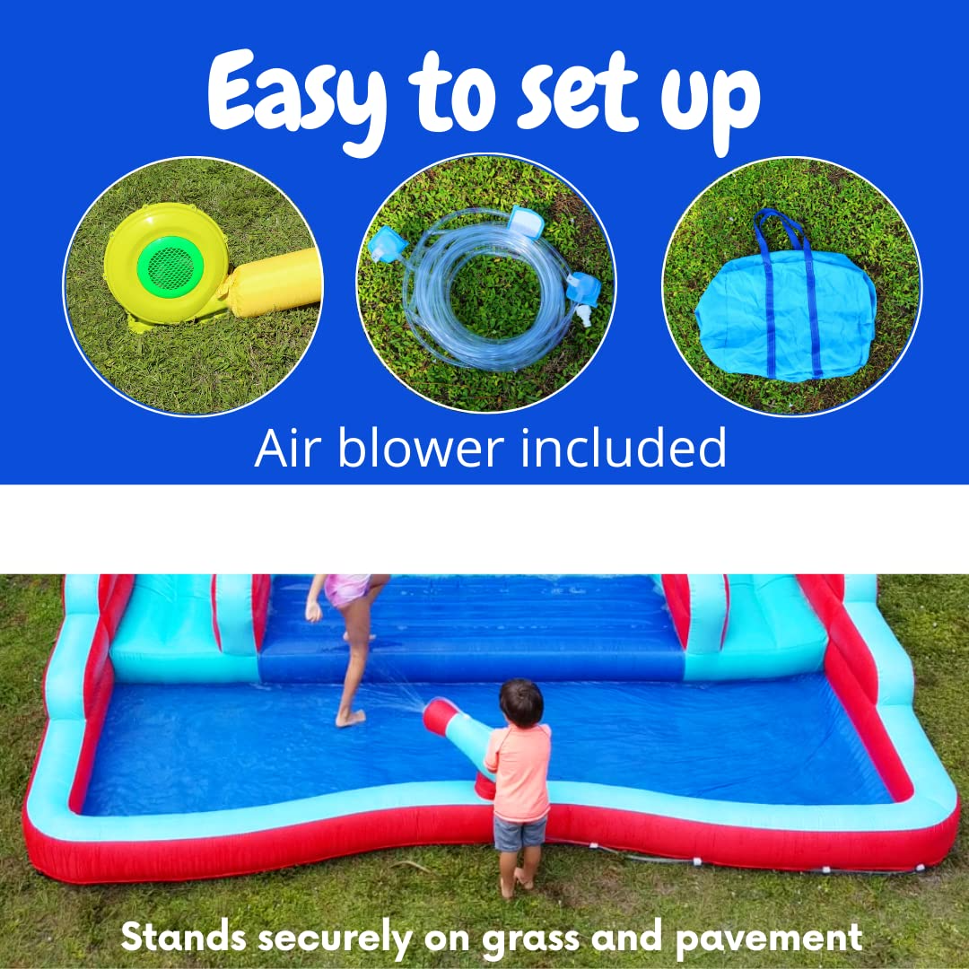 【Sports&Outdoors】Double Water Slide with Climbing Wall  6.5x13x11 FT  Inflatable Double Water Slide