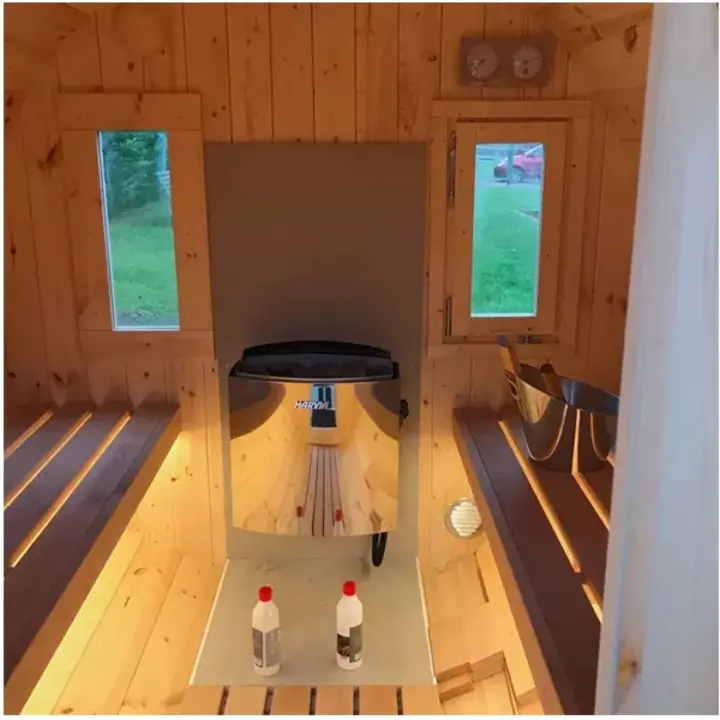 【Home&Garden】8 Person Barrel Sauna with Separate Dressing Room & Electric Heater
