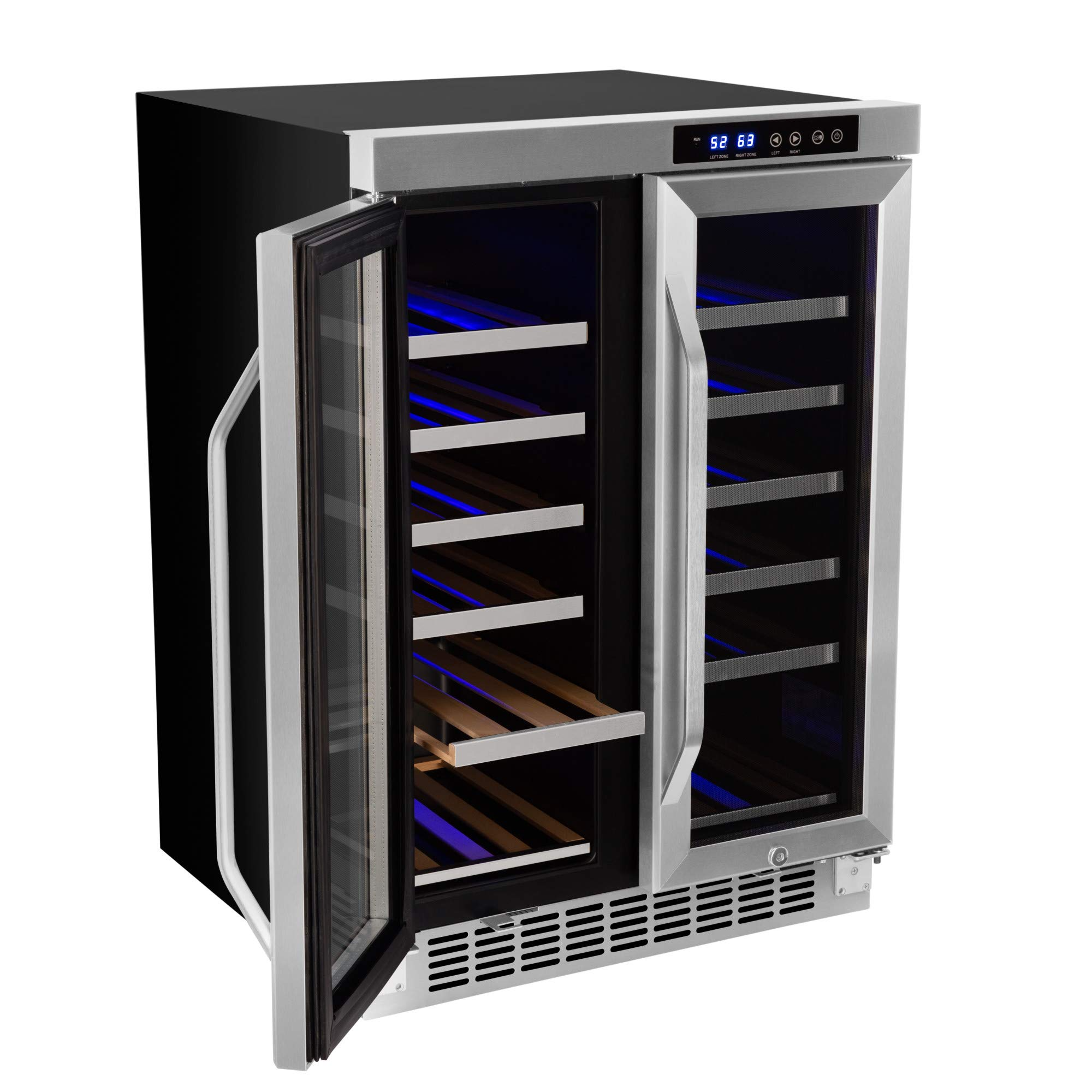 【Appliances】EdgeStar 36 Bottle Built-In Dual Zone French Door Wine Cooler