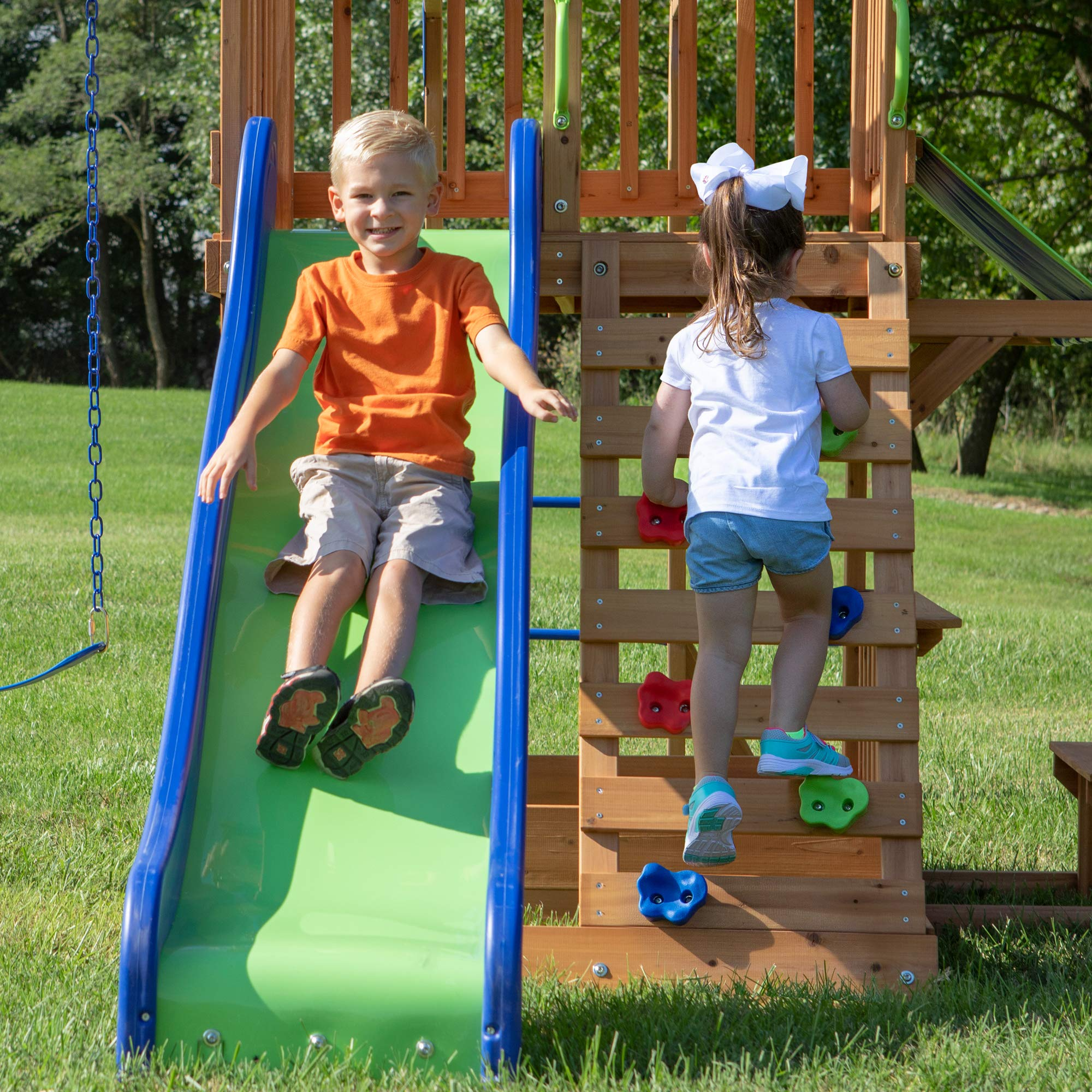 【Sports&Outdoors】【BS】Beach Front All Cedar Wooden Swing Set