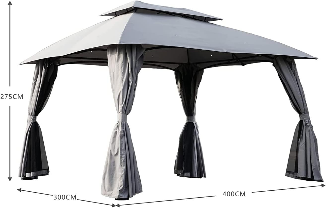Grand patio Gazebo 3×4m with Side Netting, Garden Gazebo Event Shelter Sun Shade Heavy Duty Outdoor Canopy for BBQ, Event, Party