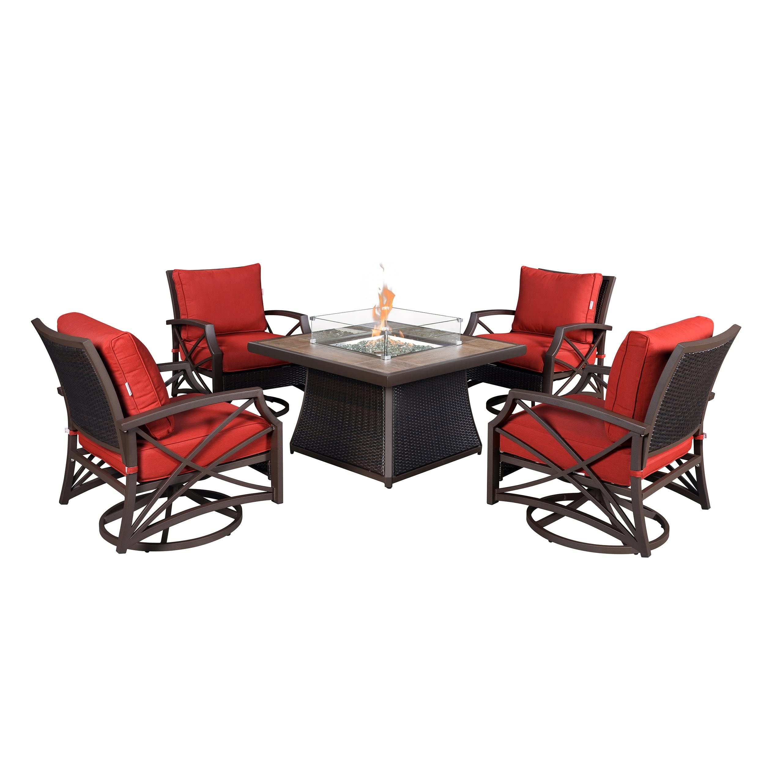 【Furniture】Kinger Home Propane Brazier Table 5-Piece Set, Suitable for Outdoor Patios