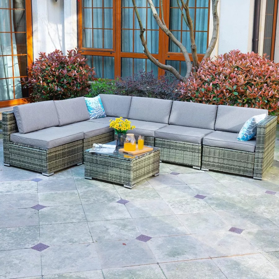 【Furniture】7 Piece Outdoor Patio Furniture Set