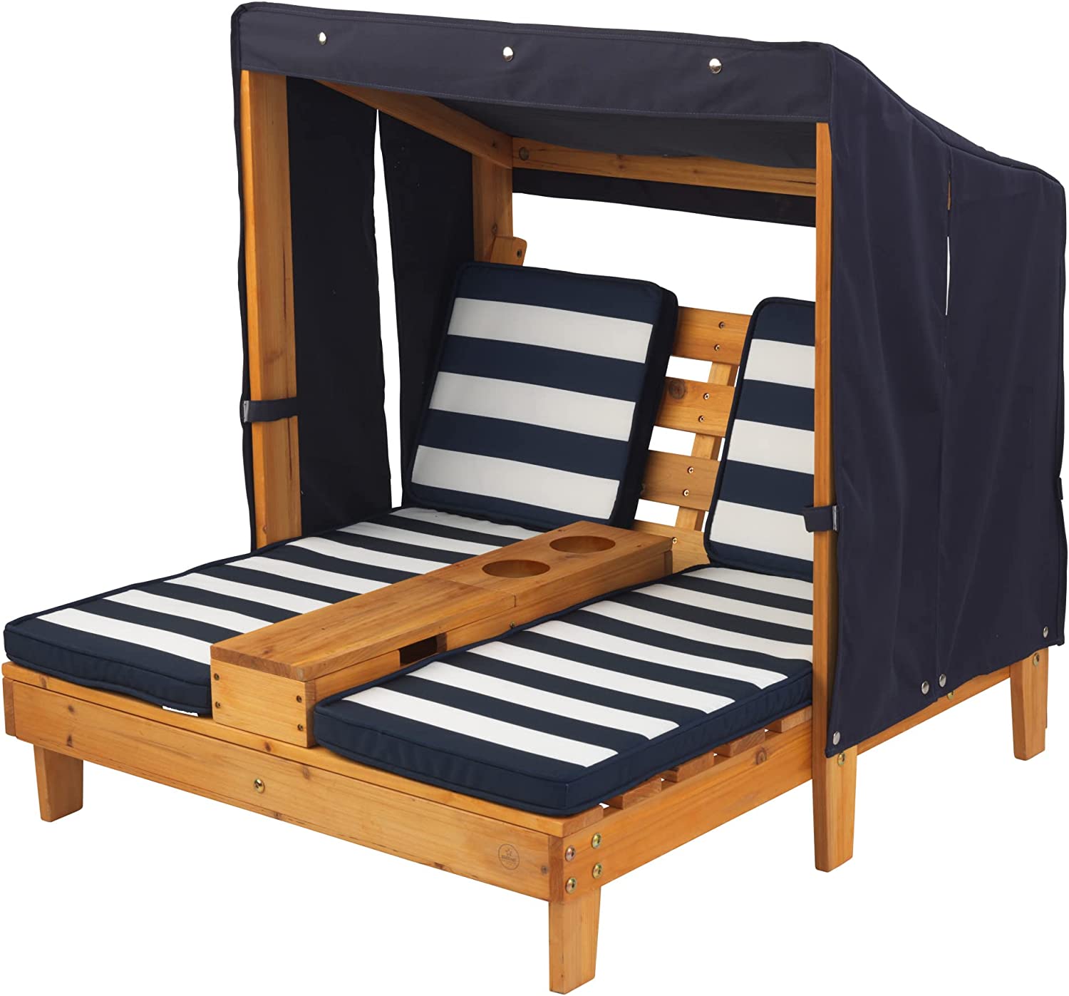 【Furniture】KidKraft 534 Double chaise longue avec porte-gobelets - Expresso et écru - en bois , Meuble de jardin pour enfant, 3-6 Ans