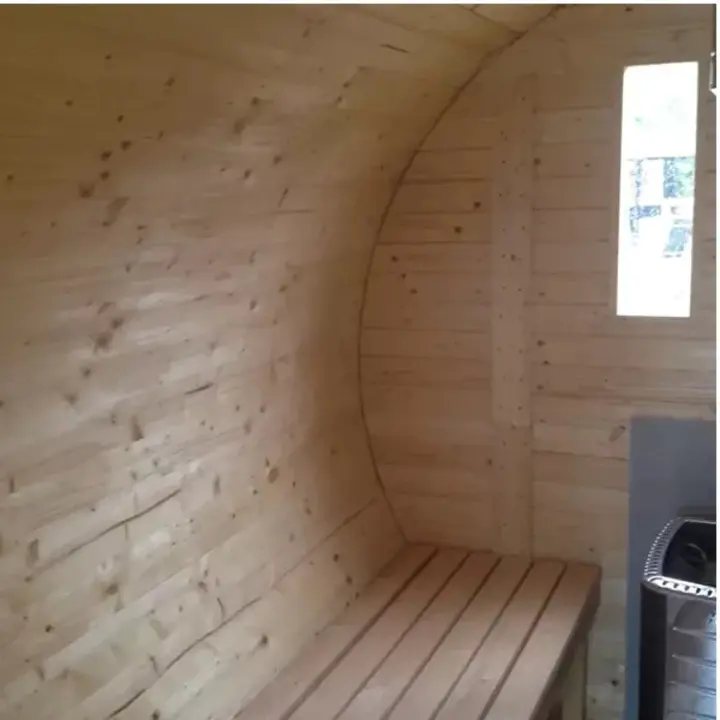 【Home&Garden】8 Person Barrel Sauna with Separate Dressing Room & Electric Heater