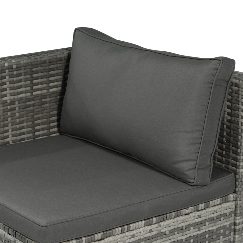 【Furniture】3 Pieces Patio PE Rattan Bistro Set Cushioned Armchair Sofa and Coffee Table Outdoor Furniture