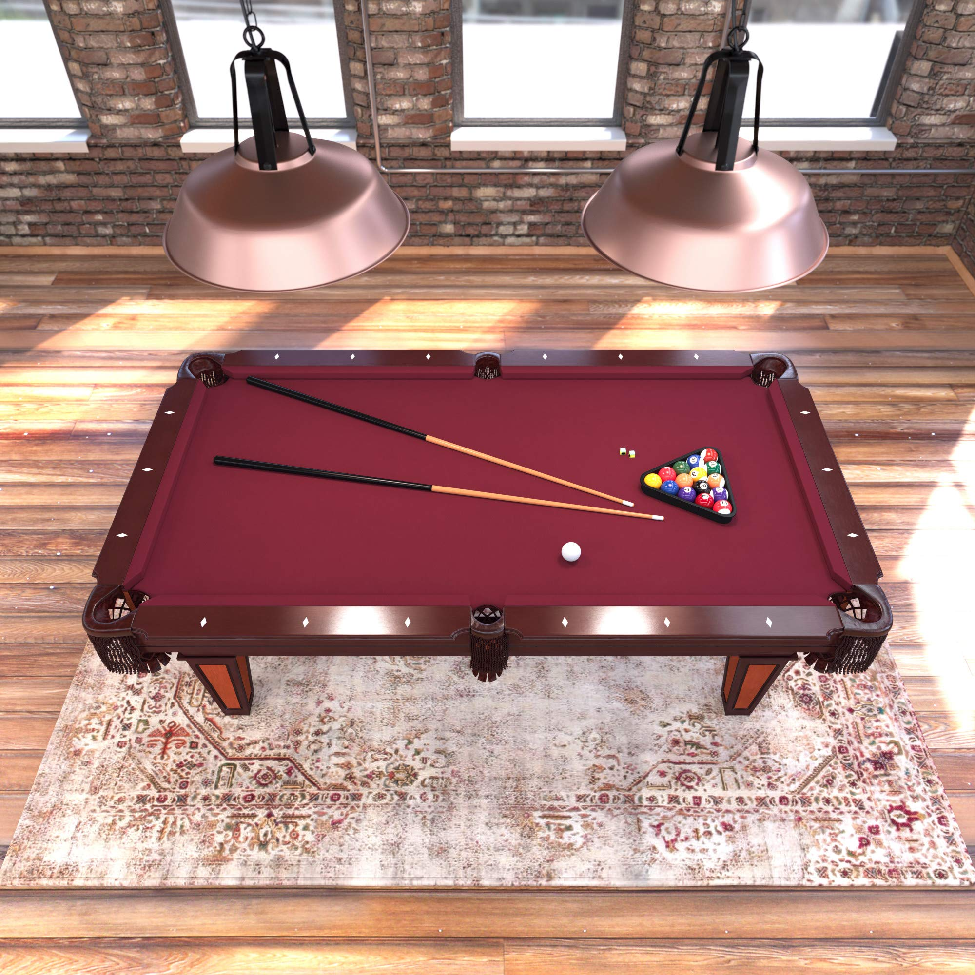 【Sports&Outdoors】Pool Table, Accuslate Billiard Surface for Consistent Straight Shots & Sturdy Straight Legs
