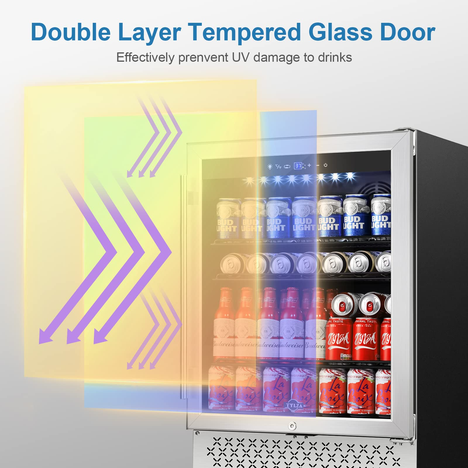【Appliances】Tylza Beverage Refrigerator 24 Inch, 190 Can Built-in/Freestanding Beverage Cooler Fridge