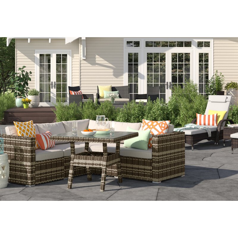 【Furniture】3 PCS Patio Wicker Chaise Lounge Chair Set, Outdoor Reclining Chair with Table & Cushion