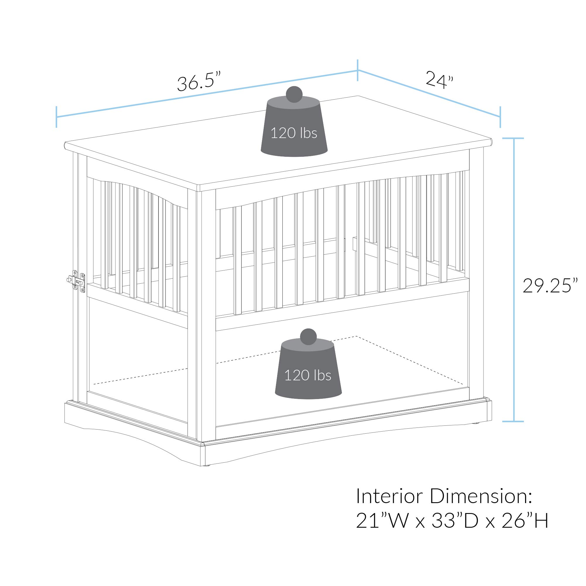 【Home&Garden】Wooden Large Pet Crate, End Table, Black