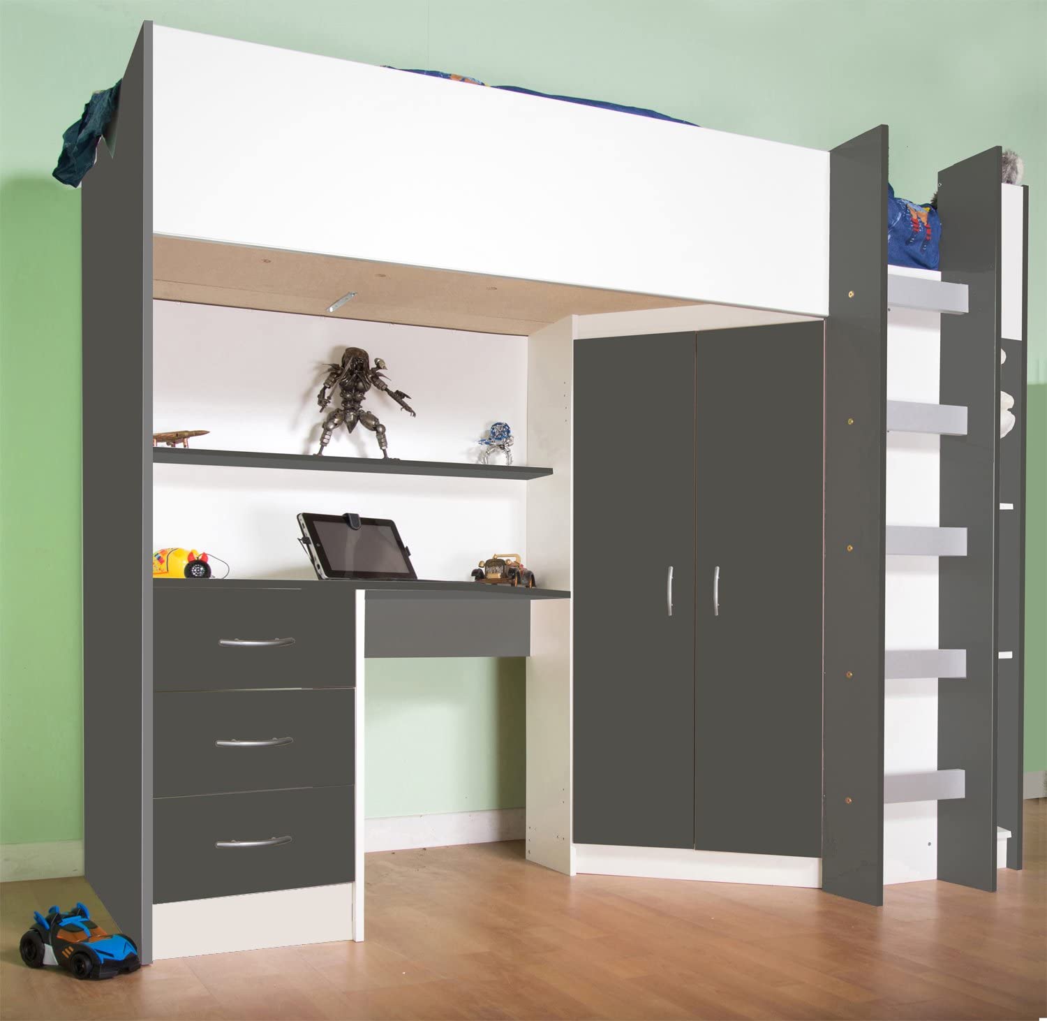 【Furniture】High Sleeper Calder High Bed M227 (Grey & White)