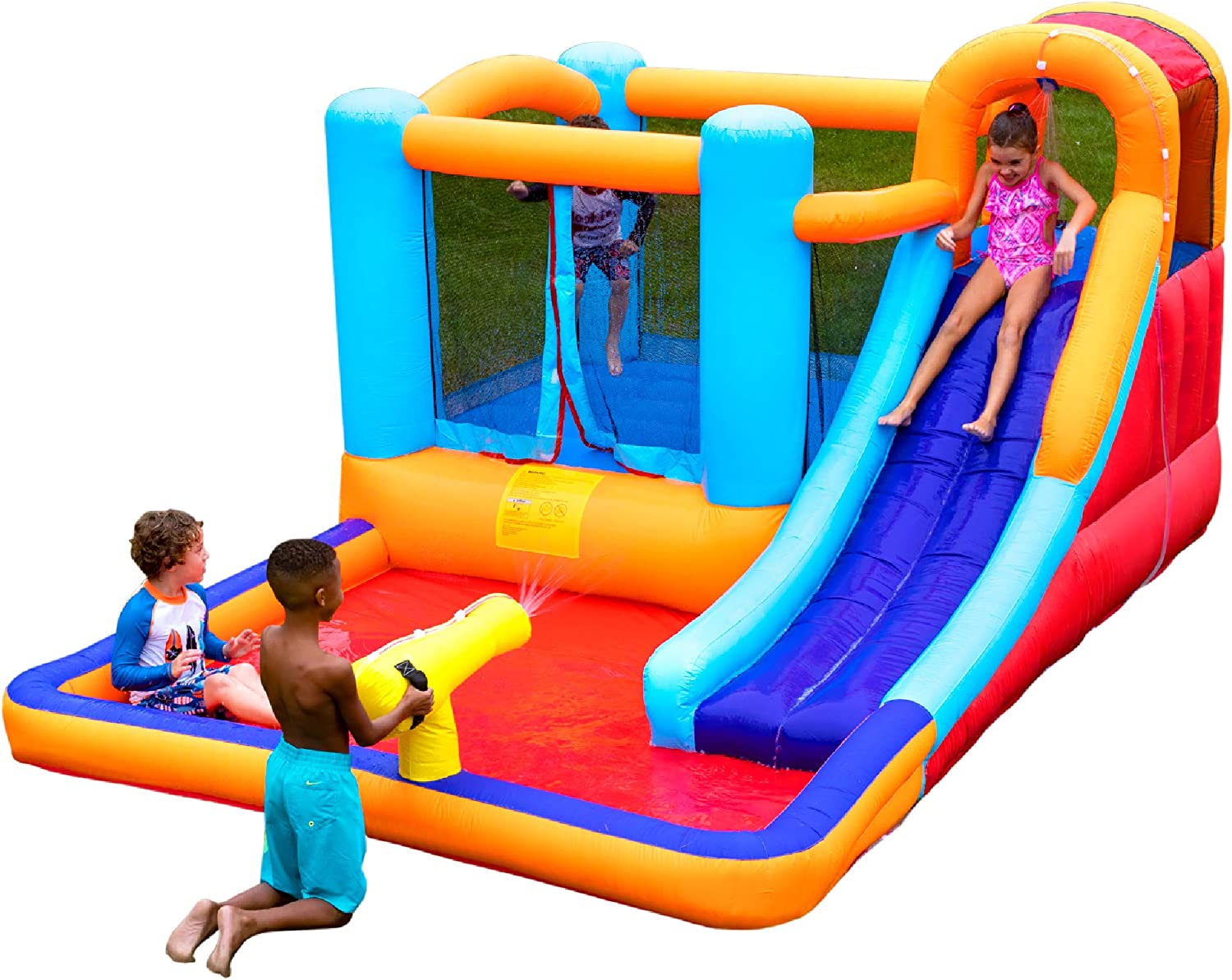 【Sports&Outdoors】Double Water Slide with Climbing Wall  6.5x13x11 FT  Inflatable Double Water Slide