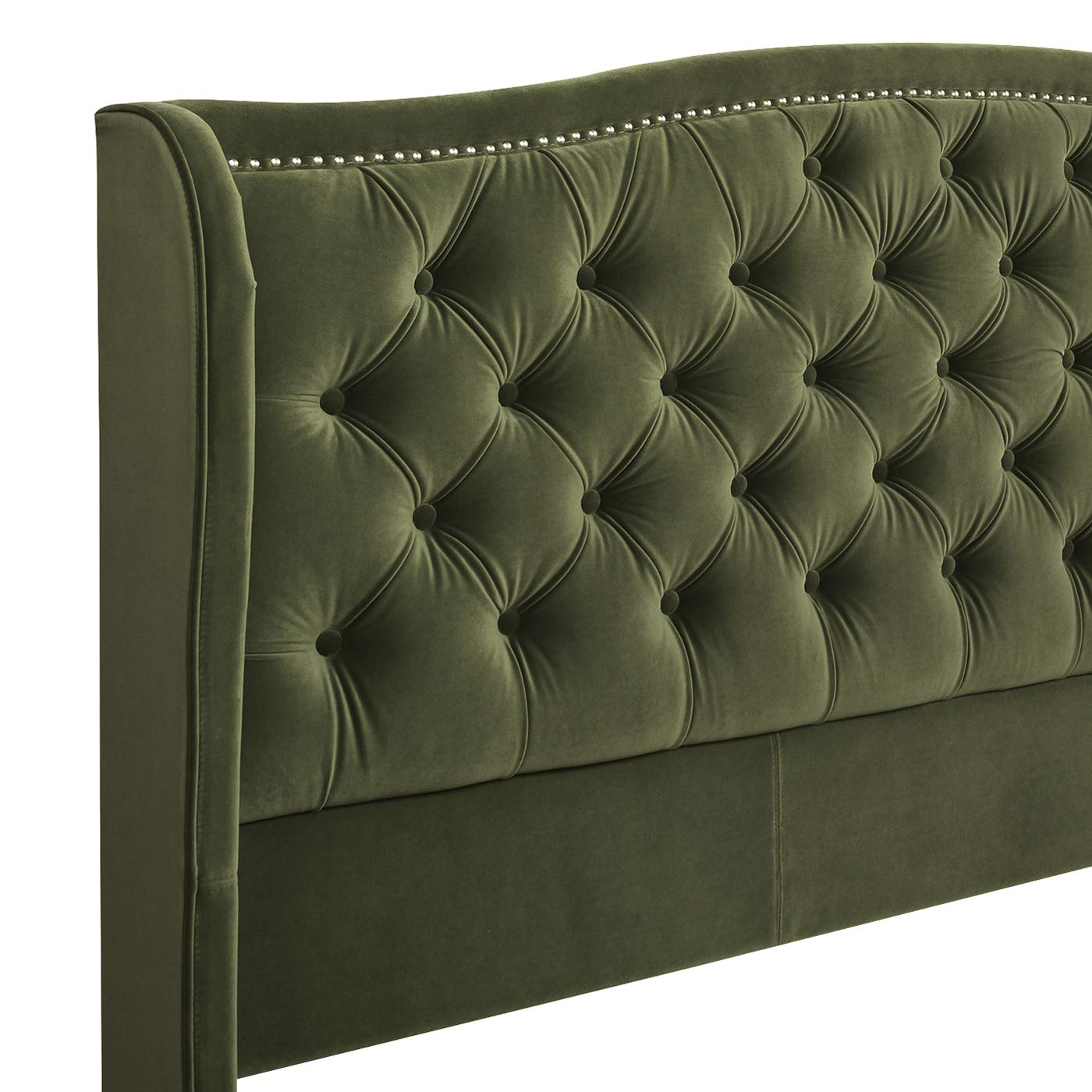 【Furniture】Marcella Platform, King, Olive Green Performance Velvet