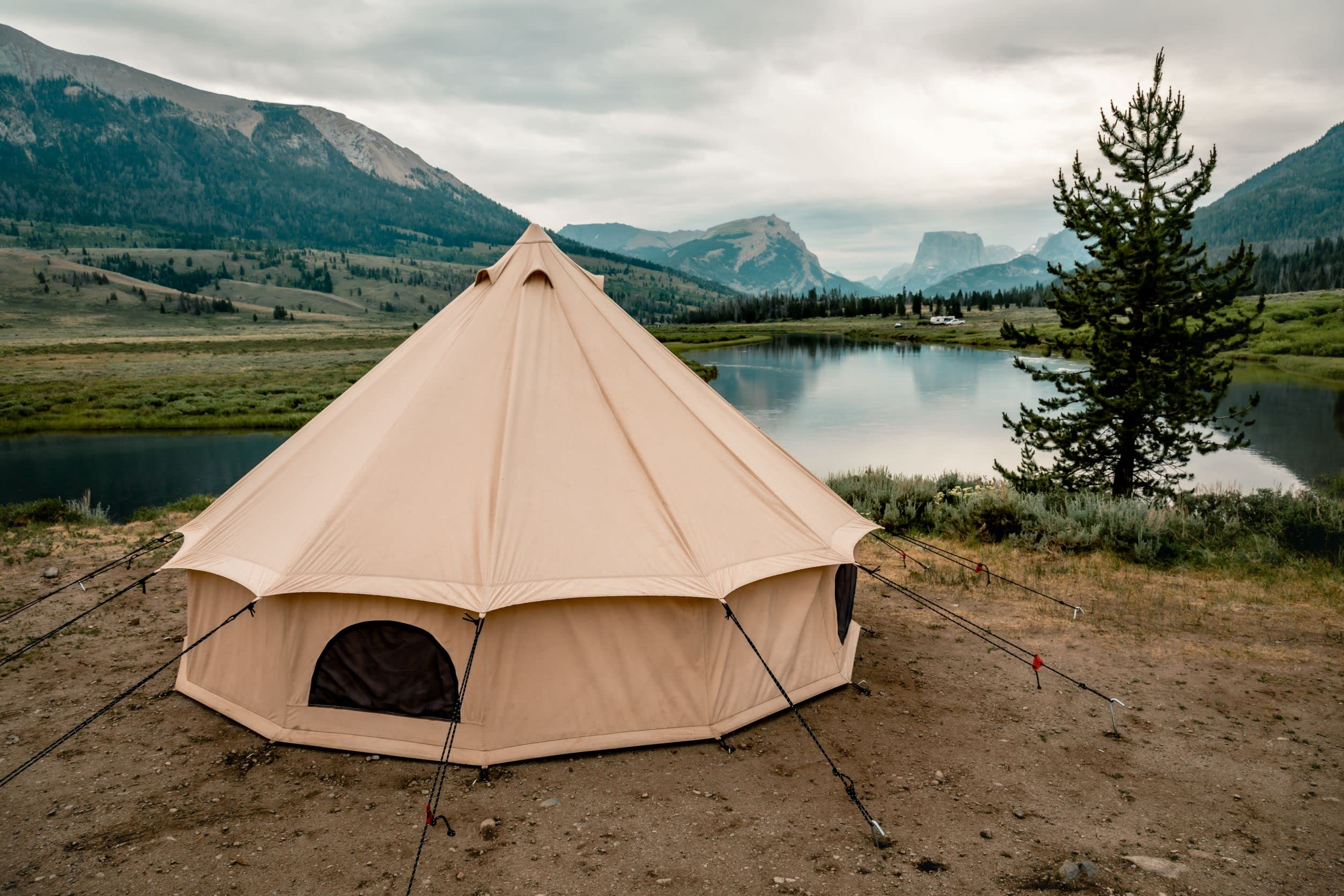 【Sports&Outdoors】Regatta Canvas Bell Tent - w/Stove Jack, Waterproof, 4 Season Luxury Outdoor Camping Tent