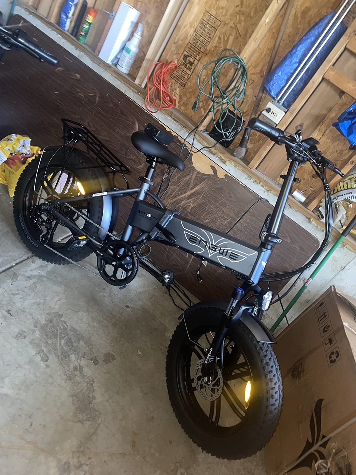 【Sports&Outdoors】750W Folding Electric Bike for Adults 20×4.0 All Terrain Fat Tires Mountain Beach Snow Electric Bicycles