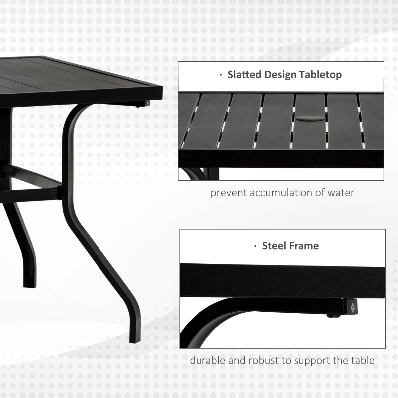 【Furniture】 5 PCs Outdoor Patio Dinning Set for 4 People with Table Modern Stylish Chair Metal Frame, Black