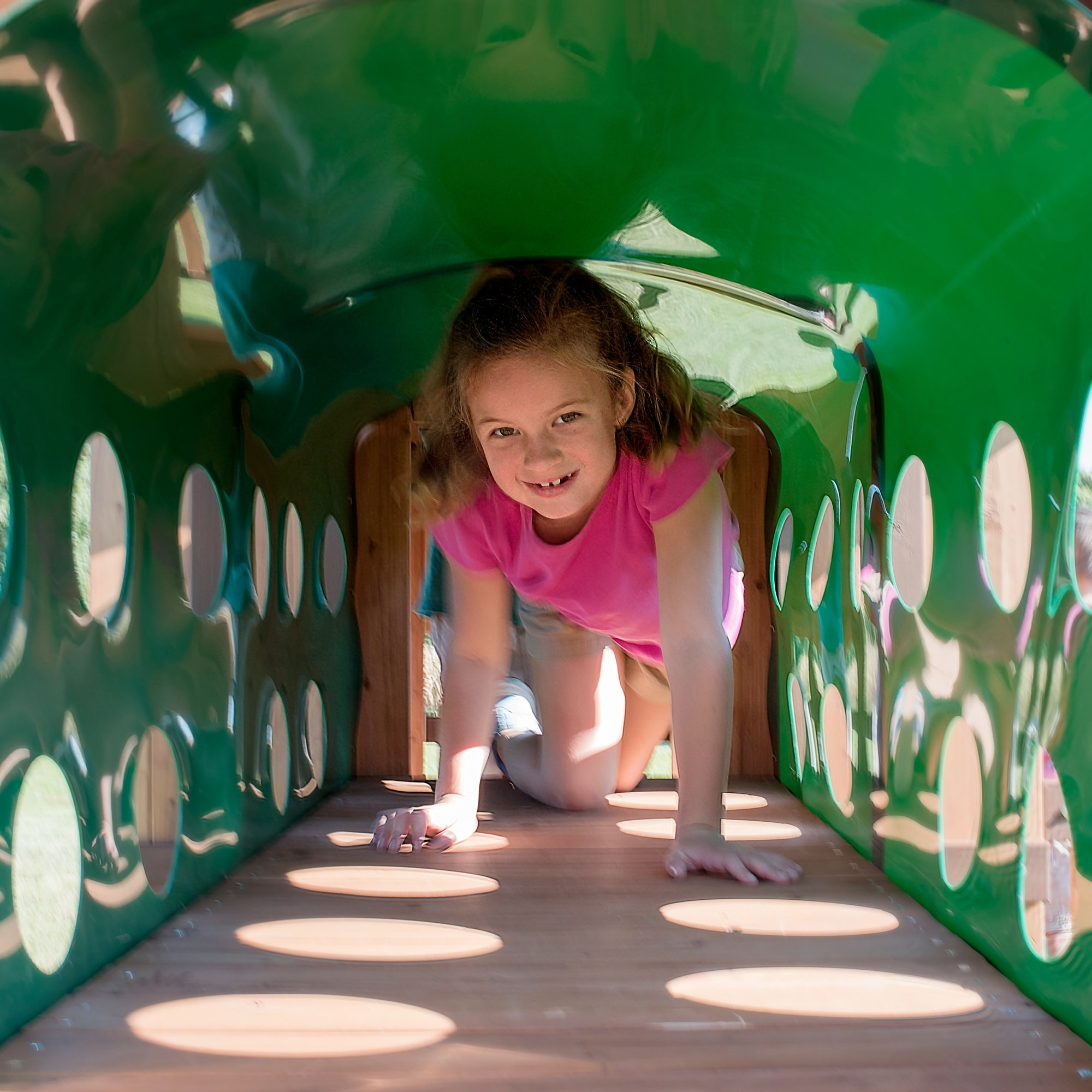 【Baby&Kids】Woodridge Elite All Cedar Wood Swing Set, Upper and Lower Deck, Sandbox, Vented Tunnel