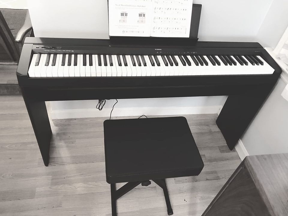 YAMAHA P45 88-Key Weighted Digital Piano Home Bundle With Wooden Furniture Stand And Bench