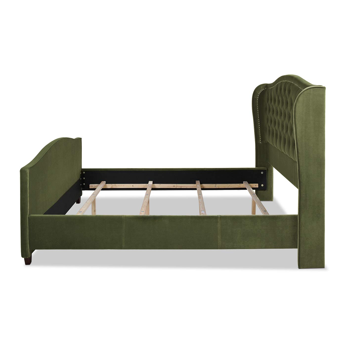 【Furniture】Marcella Platform, King, Olive Green Performance Velvet