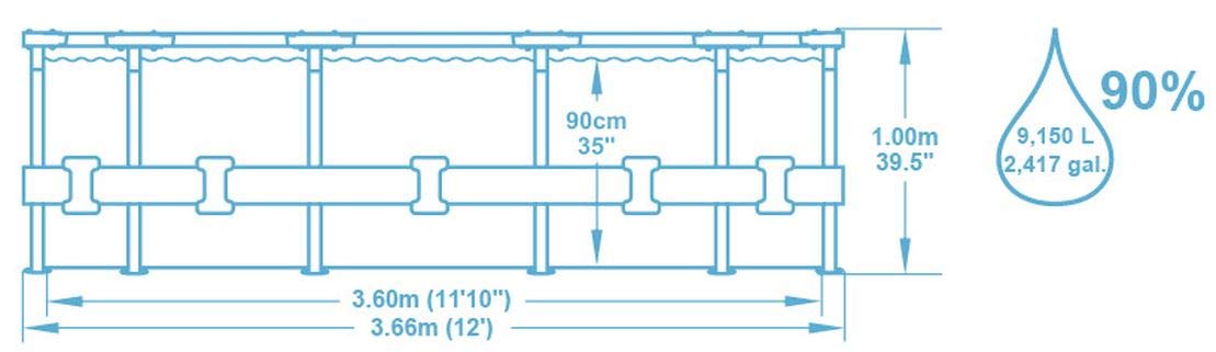 【Sports&Outdoors】Steel Pro Max Swimming Pool, with filter pump, rattan print, 12ft