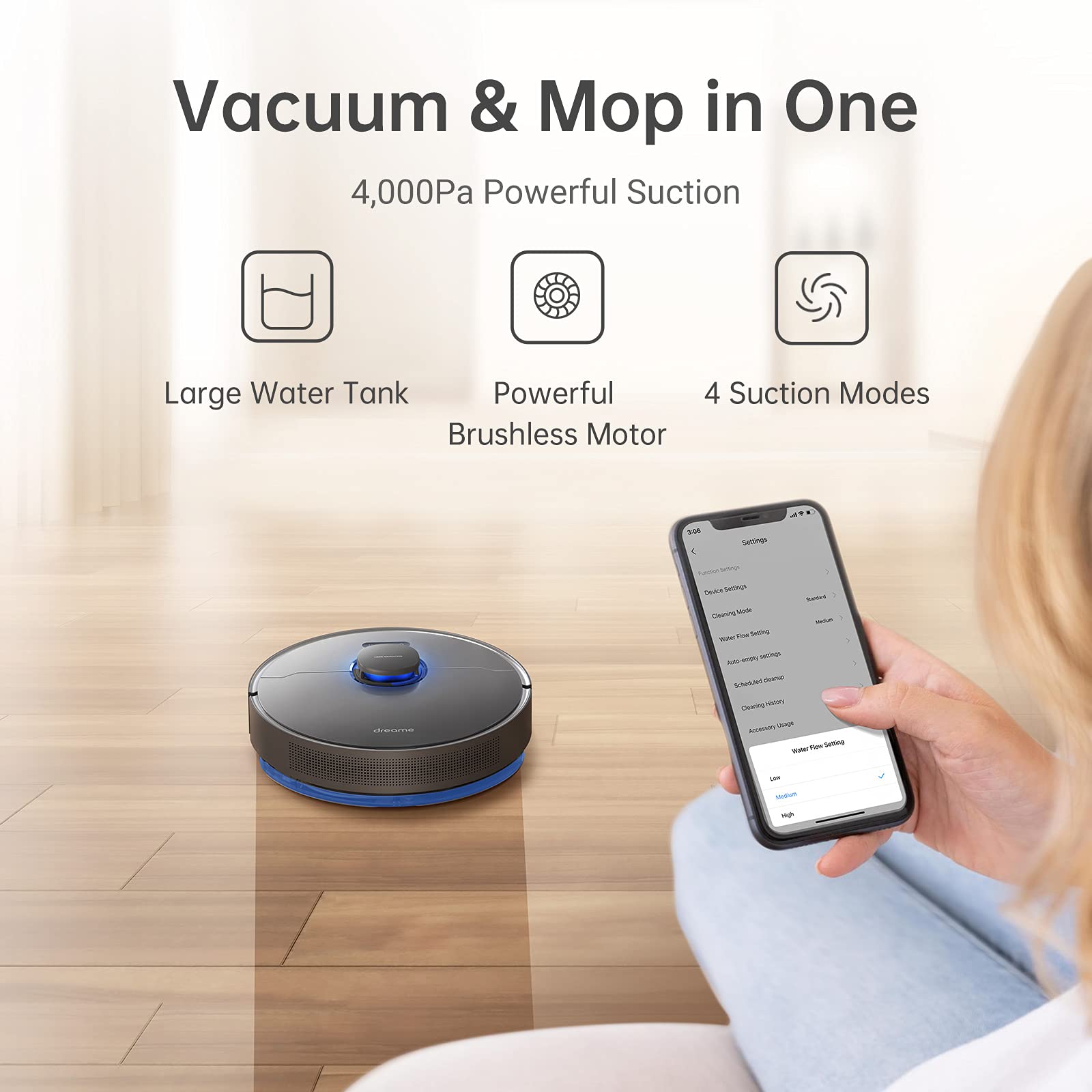 【Appliances】Robot Vacuum, Cleaner Self Empties Itself for up to 65 Days, Robot Vacuum & Mop Combo