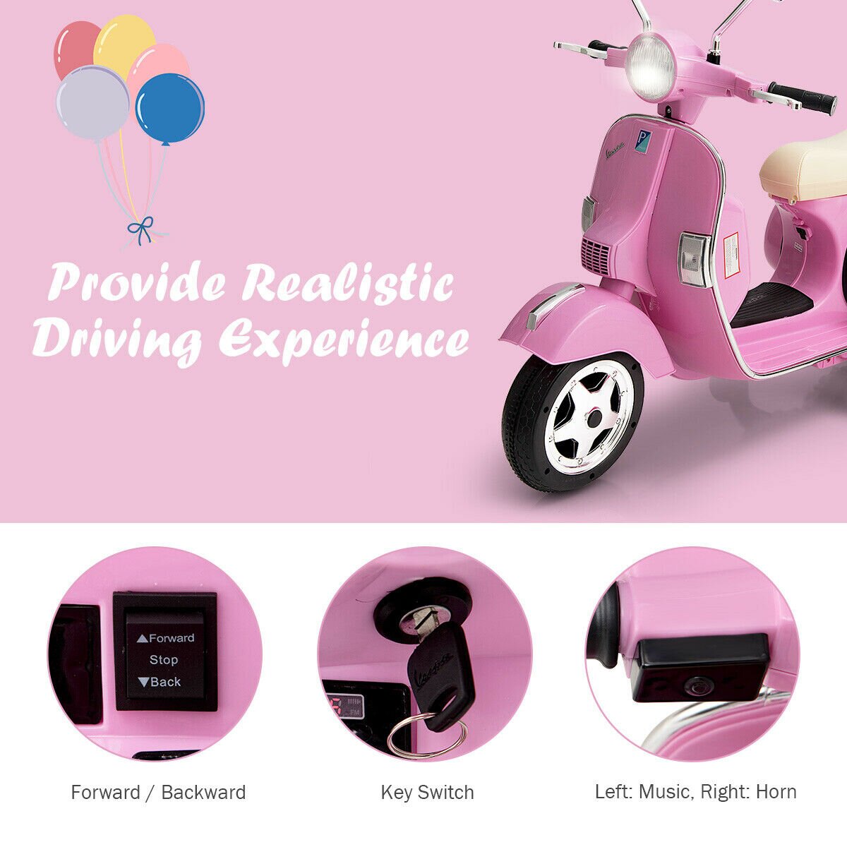 【Baby&Kids】Kids Ride on Vespa Scooter Motorcycle