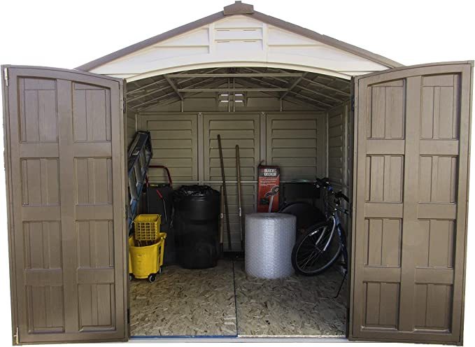 8 x 8 Plastic Garden Storage Shed Adobe & Brown Fire Retardant & All-Weather