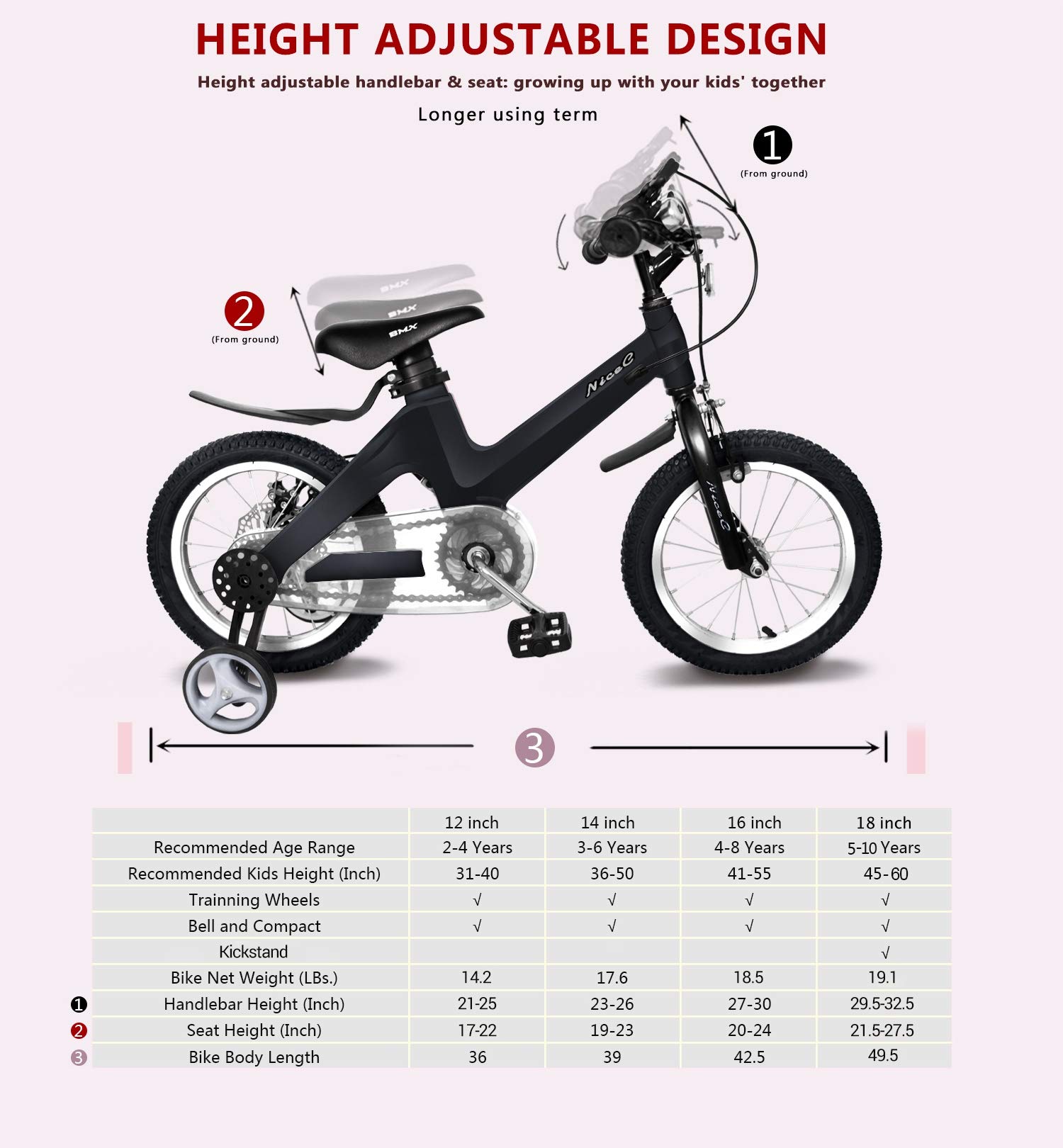 【Sports&Outdoors】Training Wheel Bike, Kids Bike Boys Girls, BMX Mountain with Dual Disc Brake 12-14-16-18 inch